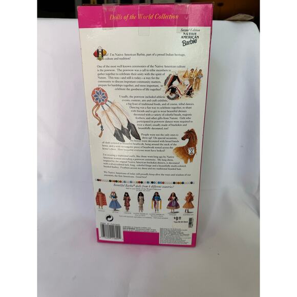 1993 Native American Barbie 2nd Edition Dolls Of The World Collection With Stand - Picture 5 of 11